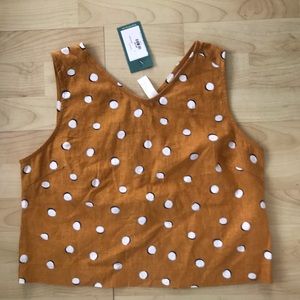 Mahina Linen Mustard Polkadot Top